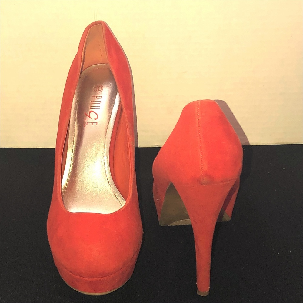Rouje Helum Tangerine Platform heels